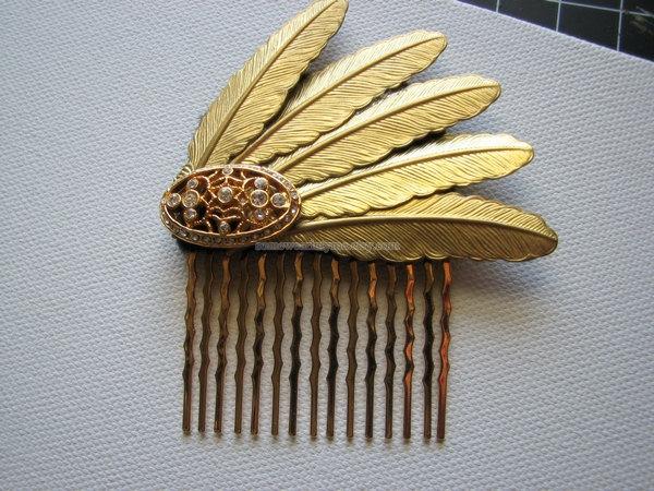 زفاف - Brass hair comb 