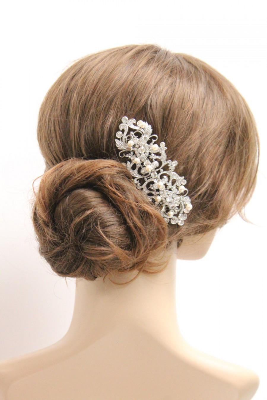 Hochzeit - Vintage Inspired Pearls wedding hair comb,wedding hair accessory,pearl bridal comb,wedding hair piece,bridal hair comb,crystal wedding comb