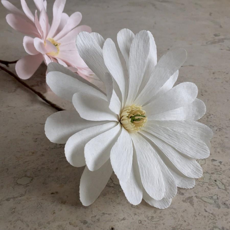 Wedding - Crepe Paper Star Magnolia, Single Stem - Wedding Flowers - Home or Office Decor - Florist Supply - Paper Flowers - First Anniversary Gift
