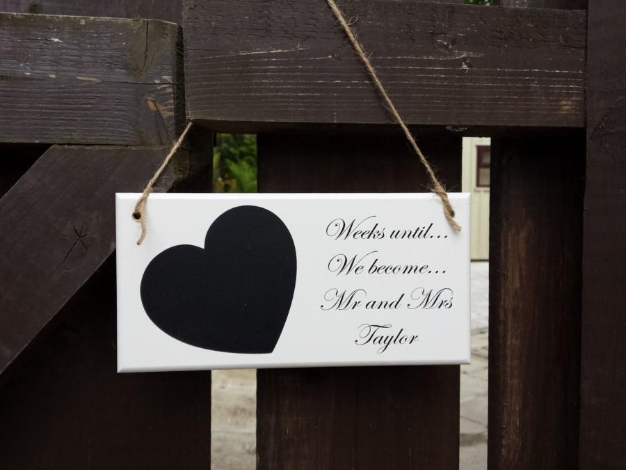 زفاف - Personalised Wedding Countdown, Chalkboard Sign, Days/Weeks Until We Become Mr & Mrs, Personalized Engagement Gift for Couple, 007_016