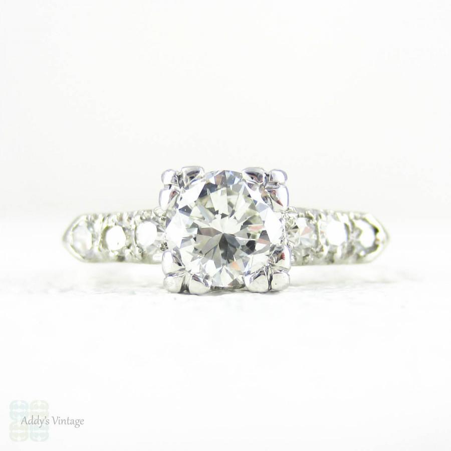 Wedding - Vintage Diamond Engagement Ring, 0.66 ct Round Brilliant Diamond in Triple Claw PLAT Setting. 0.78 ctw, Circa 1940s.