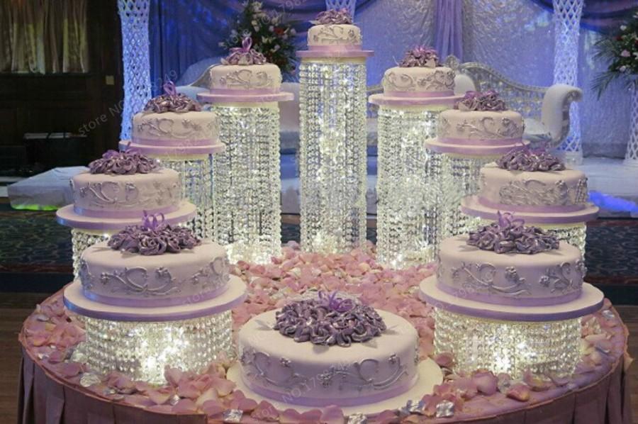 زفاف - Set of 9 Round Acrylic Crystal Asian Style Chandelier Cake Stands Forbes Favors