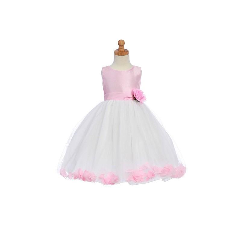 Свадьба - Pink Flower Girl Dress - Shantung Bodice w/ Tulle Skirt Style: D480 - Charming Wedding Party Dresses
