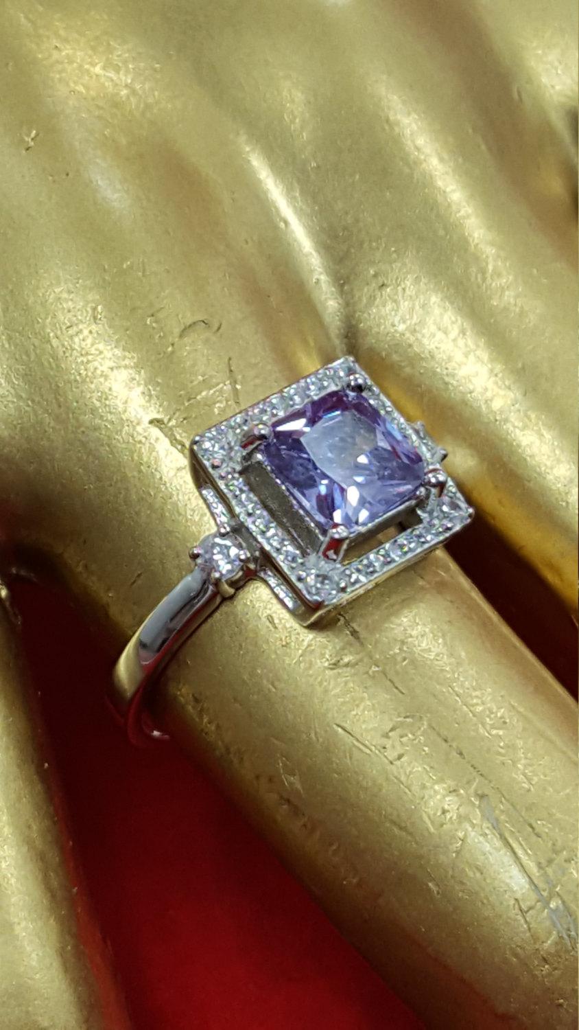 زفاف - Sterling Silver Ring.925 Stamped.Amethyst Ring.Diamond Man Made Ring.Solitarie Ring.Wedding Engagement Ring.Handmade Ring.Bridal Gift.R301