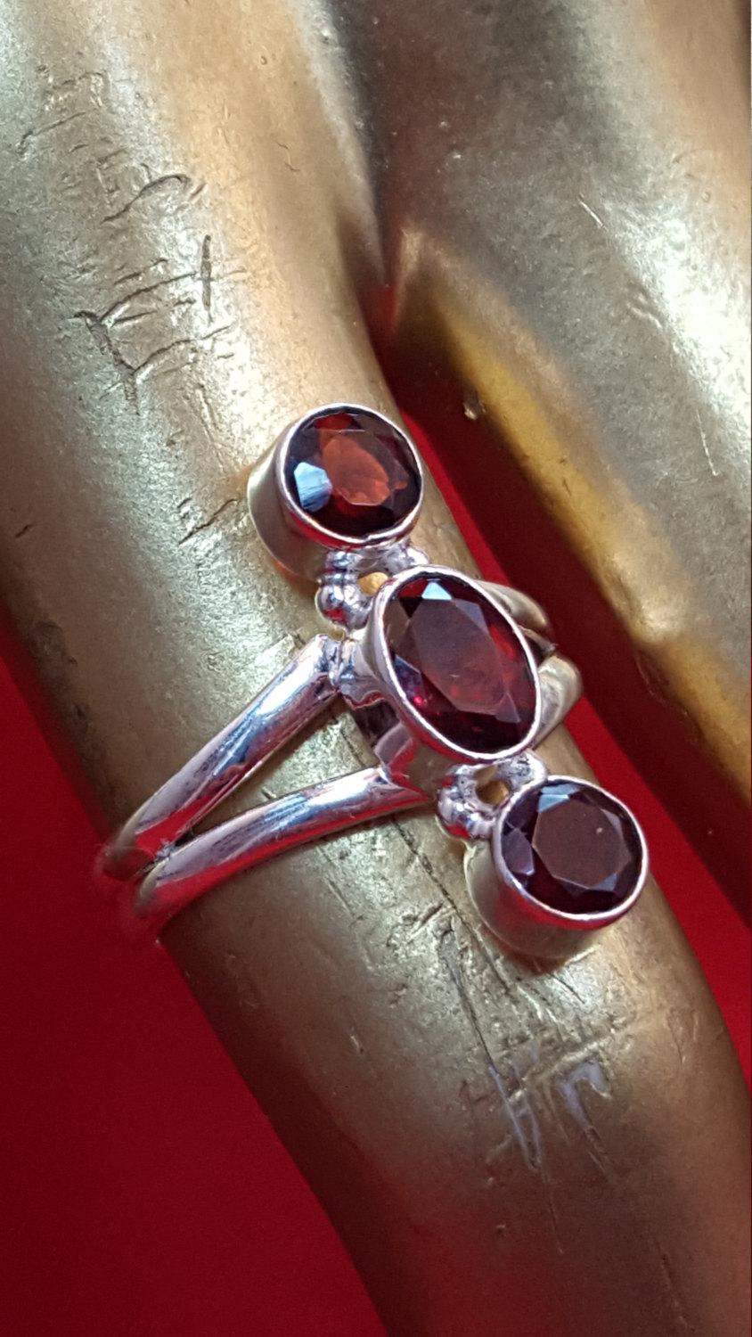 زفاف - Sterling Silver Ring.935 Stamped.Red Garnet Ring Statement Ring.Wedding Engagement Ring.Bridal Gifts.Handmade Ring.Solitarie Ring .R291