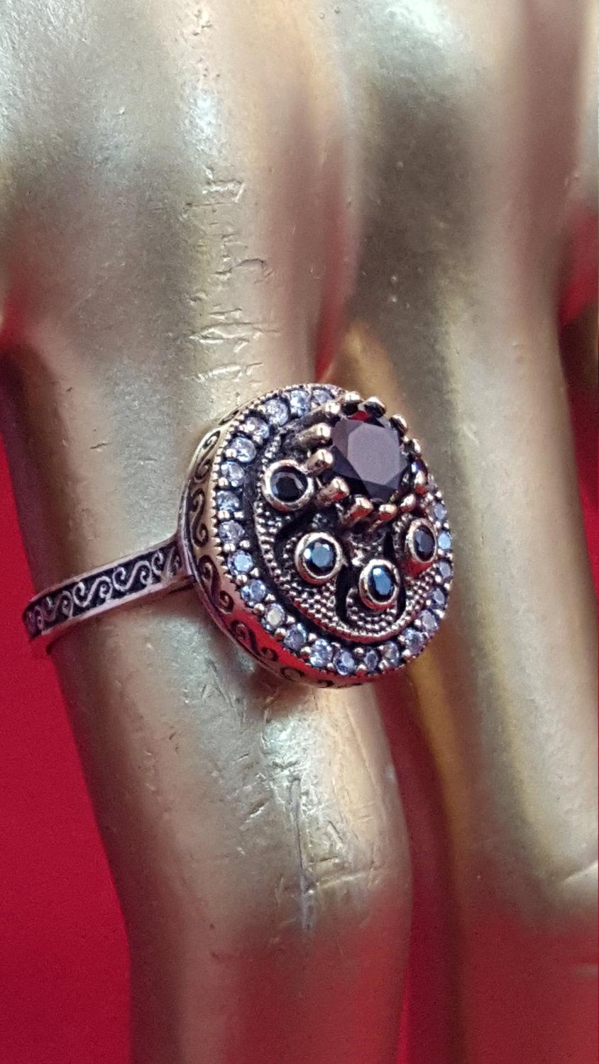 زفاف - Sterling Silver Ring.925 Stamped.Sapphire Ring.Gold Ring.Wedding N Engagement Ring.Solitarie Ring.Stackable Rings.Handmade Ring.Antique.R281