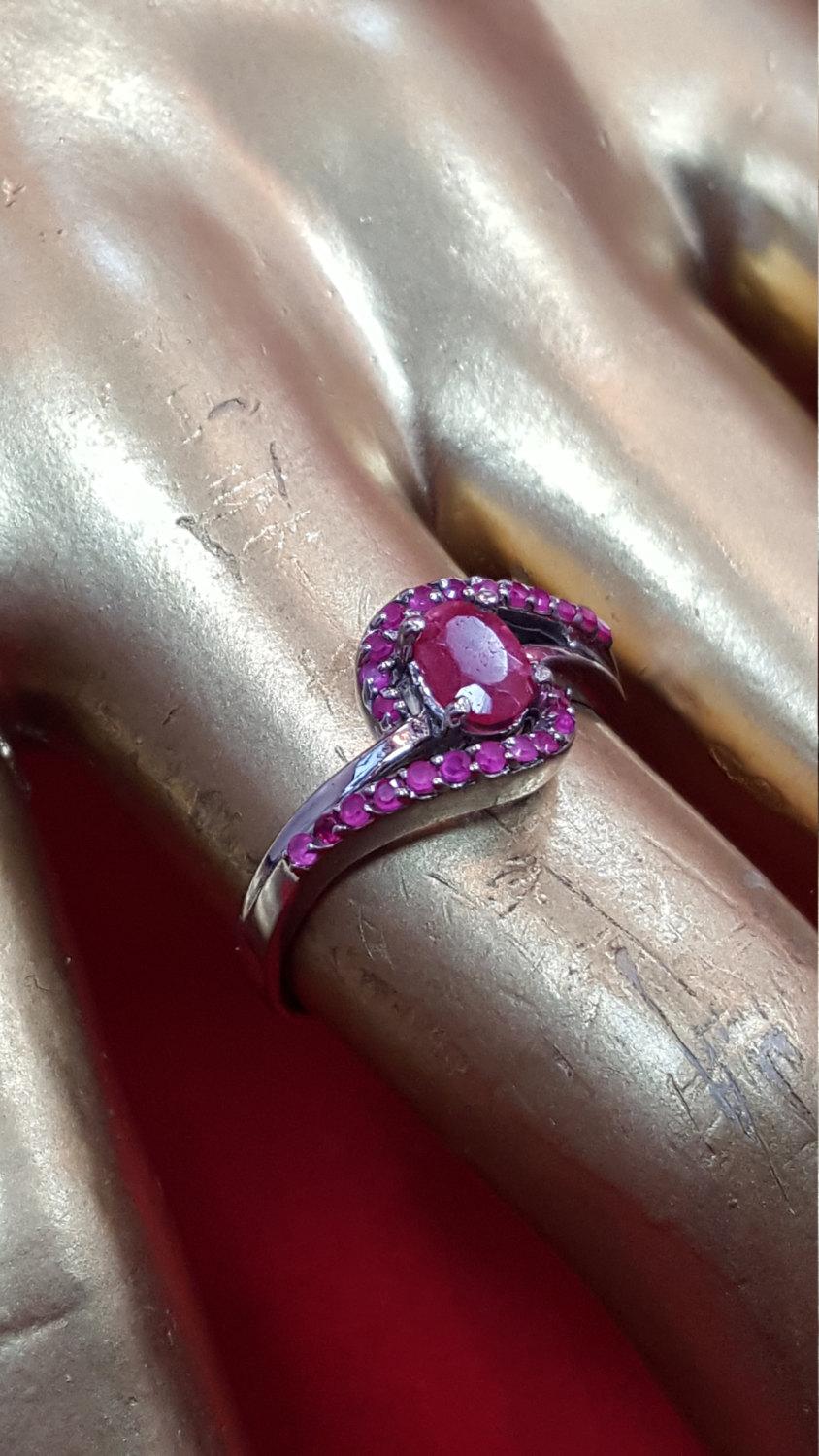 زفاف - Sterling Silver Ring.925 Stamped.Faceted Red Ruby Ring.Engagement Ring.Solitarie Ring.Statement Ring.Handmade Ring.Bridal Gifts.R301