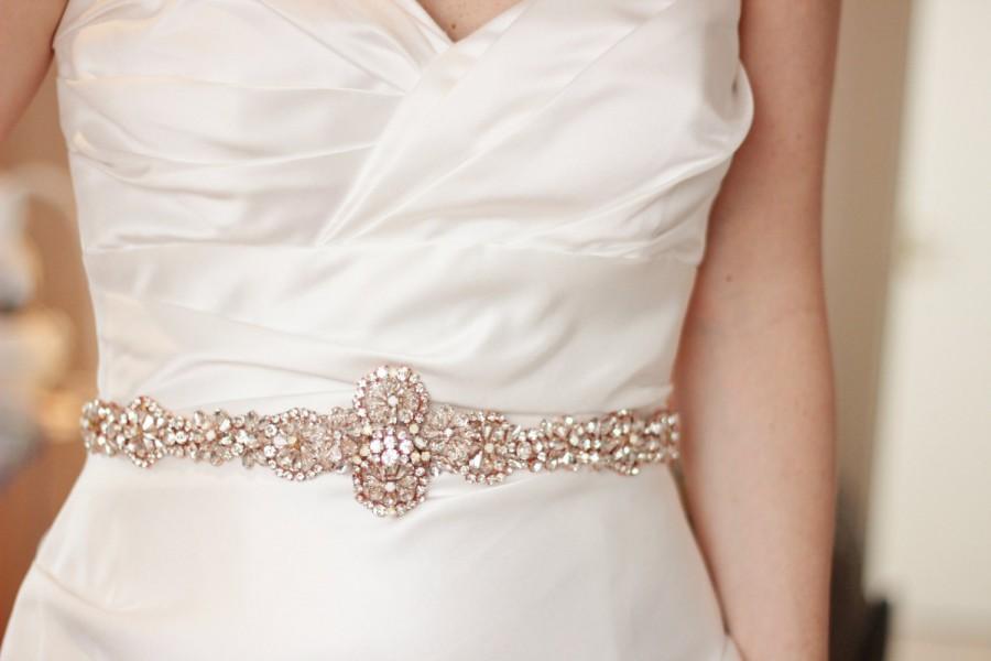 Wedding - Rose Gold crystal bridal sash, rose gold belt, abigailgracebridal, rose gold belt, rose gold sash, rose gold wedding sash