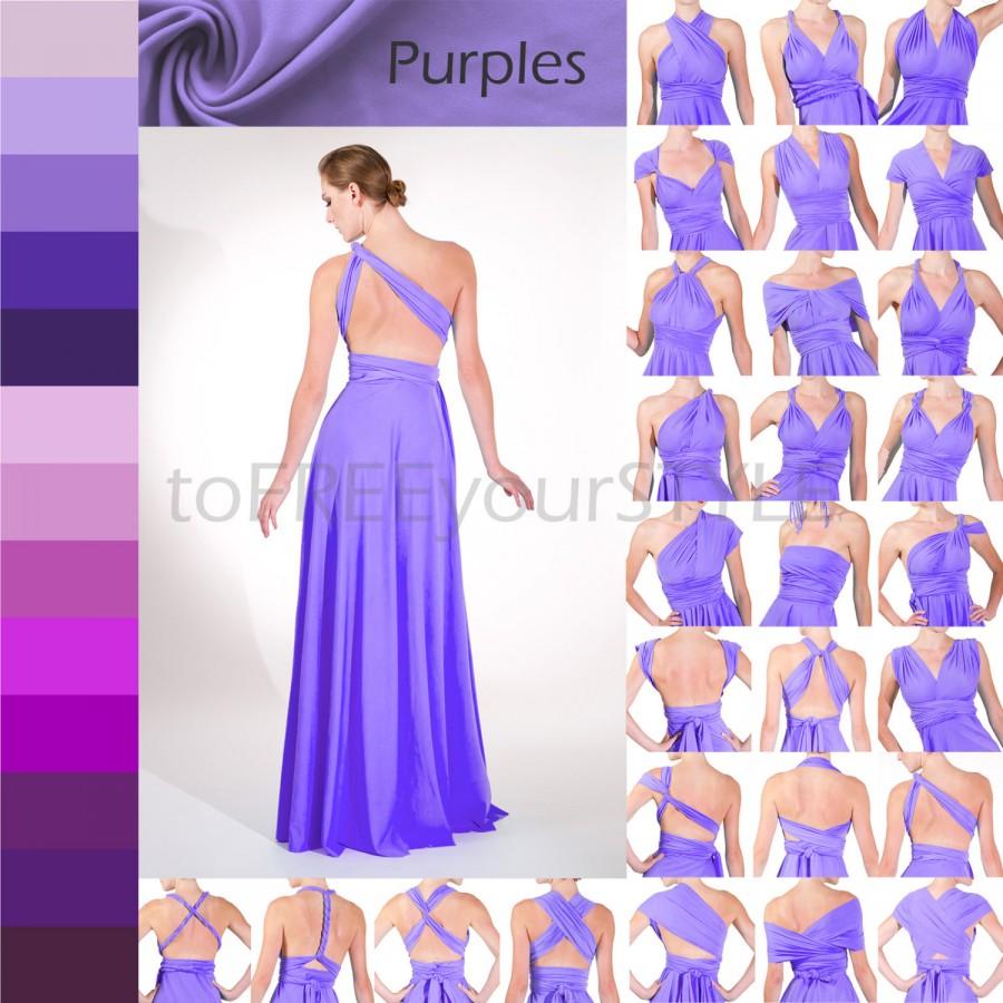 Wedding - Long infinity dress in PURPLES, FULL Free-Style Dress, convertible dress, infinity wrap dress, purple bridesmaid dress, mismatch bridesmaid