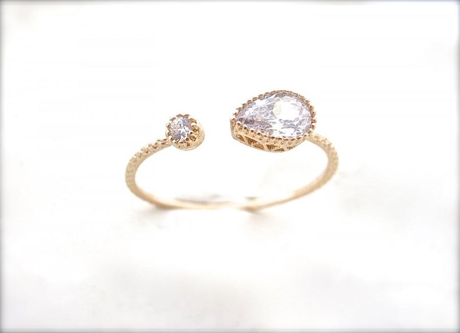Wedding - adjustable gold ring, zirconia diamond ring, sparkle ring, cubic zirconia gold ring, engagement ring