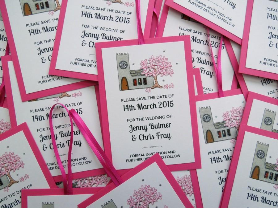 زفاف - Church Save the Date Cards with Cherry Blossom Tree