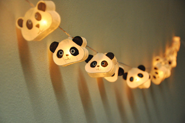 زفاف - 35 Bulbs Cutie Panda mulberry paper  Lanterns Garland for wedding party decoration fairy lights