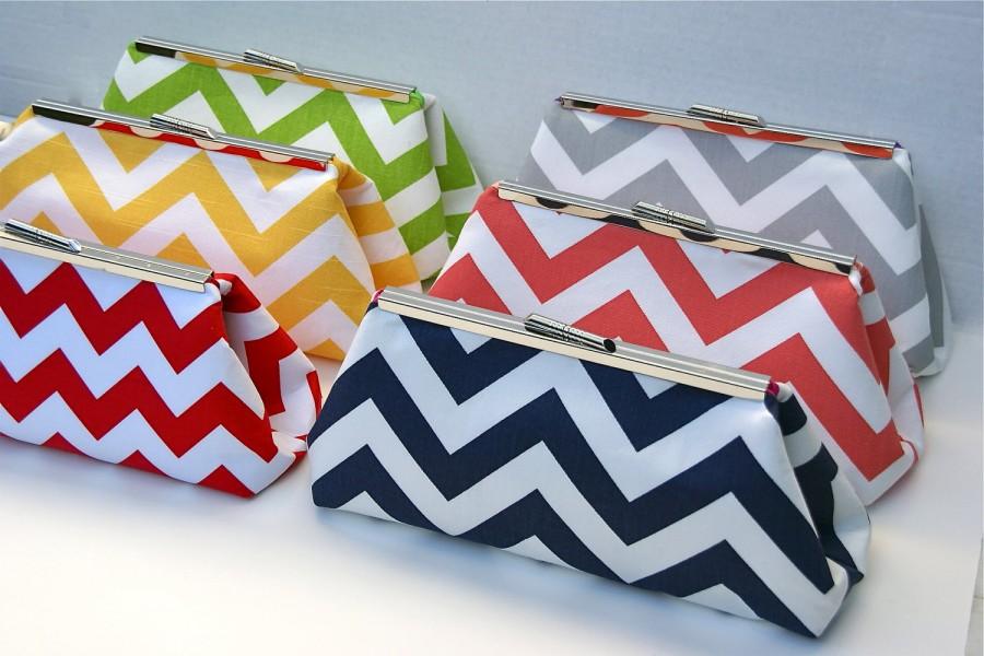 Hochzeit - Custom Bridesmaid Gift Clutch Handbag in Chevron Stripes Design your own for bridesmaids gifts in various colors