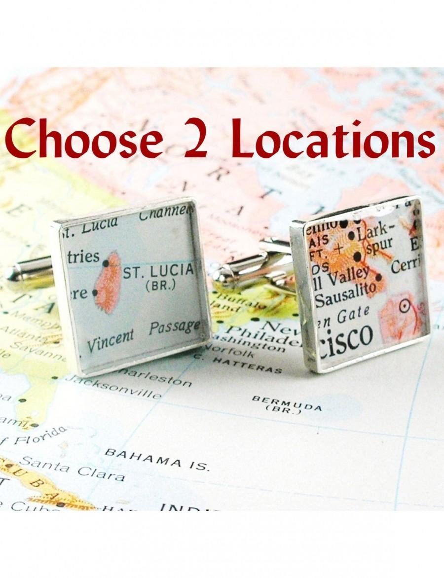 Wedding - Anniversary Gifts for Men, Personalized Map Cufflinks