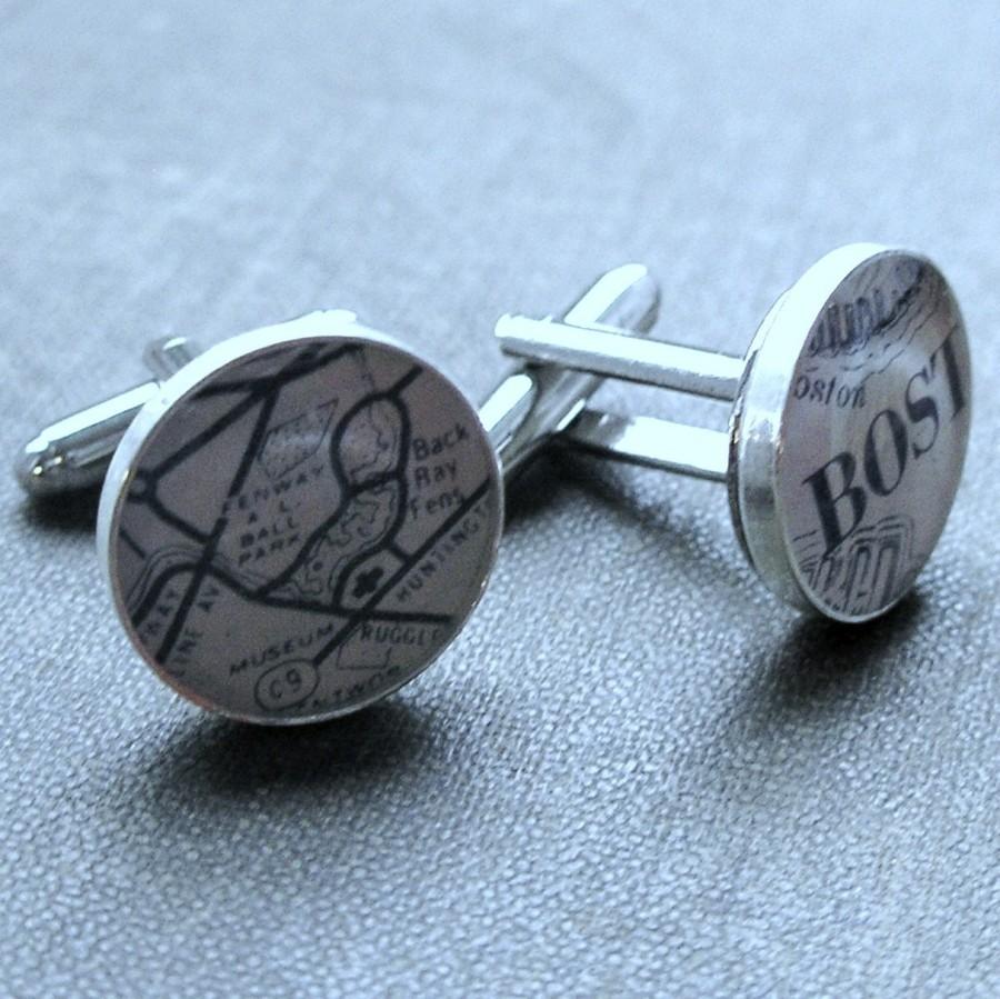 Wedding - Personalized Cufflinks, Featured on Style Me Pretty - Boston Red Sox