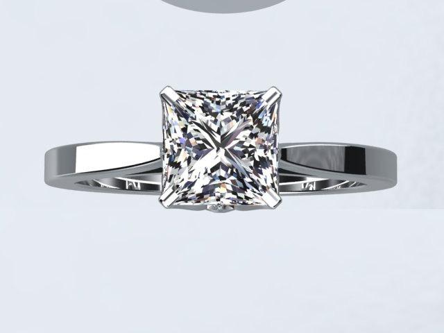 Mariage - White Sapphire Engagement Ring 6.0mm Princess Cut 14kt White Gold Solitaire Wedding Ring Pristine Custom Rings
