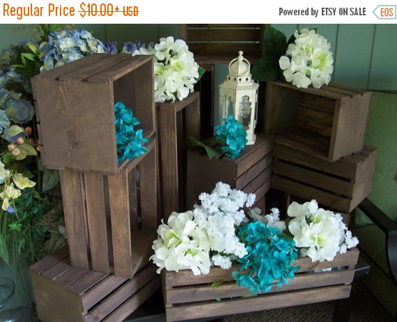 زفاف - ON SALE rustic flower box centerpiece , Wooden Crates ,Rustic wedding , wedding reception , table centerpiece , rustic home decor , wedding