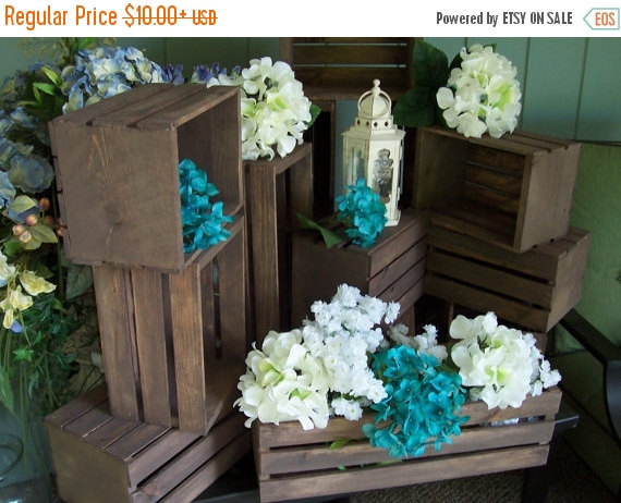 Mariage - ON SALE rustic flower box centerpiece , Wooden Crates ,Rustic wedding , wedding reception , table centerpiece , rustic home decor , wedding