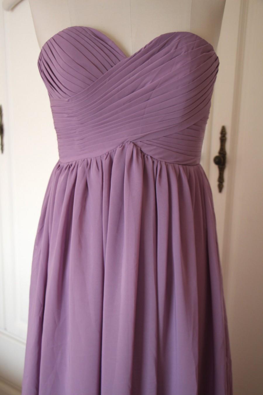 زفاف - Light Purple Sweetheart Bridesmaid Dress Short/Floor Length Purple Chiffon Strapless Bridesmaid Dress-Custom Dress