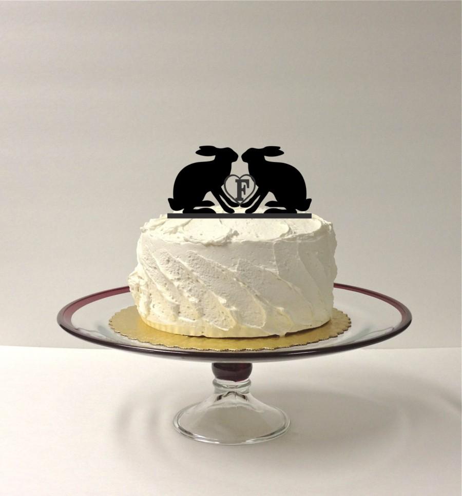 Свадьба - Rabbits Wedding Cake Topper Monogrammed Hares Cake Topper Personalized Rabbit Wedding Cake Topper Bunnies Wedding Cake Topper