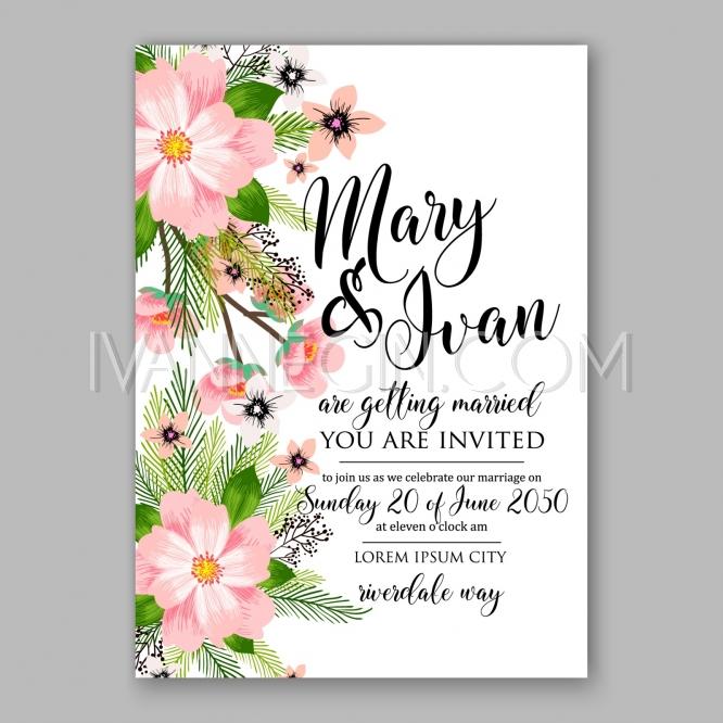 Mariage - Peony wedding invitation template design.Romantic pink peony bouquet bride card template design - Unique vector illustrations, christmas cards, wedding invitations, images and photos by Ivan Negin