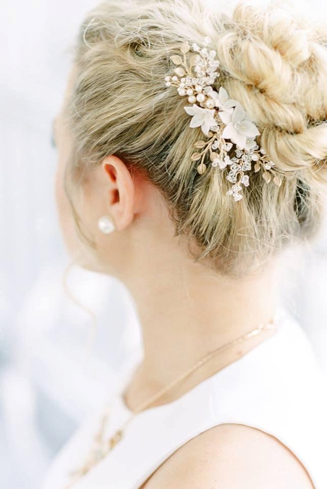 زفاف - Wedding Headpiece, Crystal Flower Hair Piece, Crystal Bridal Headpiece, Ivory Bridal Headpiece - SIDNEY