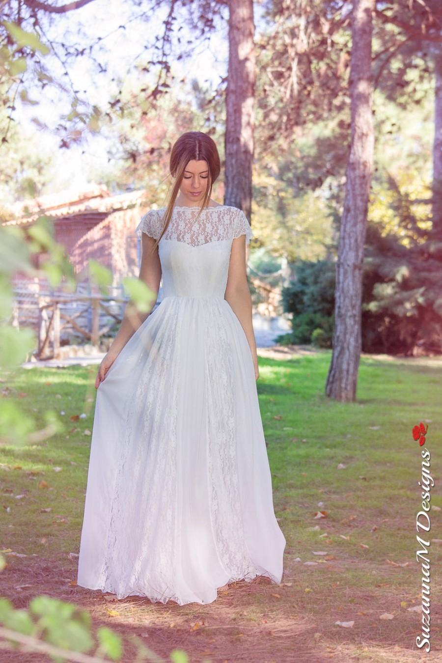 Wedding - Wedding Dress, Bohemian Wedding Gown, Boho Bridal Dress, Long Wedding Dress, Ivory Lace Dress, Lace Wedding Dress Handmade bySuzannaMDesigns