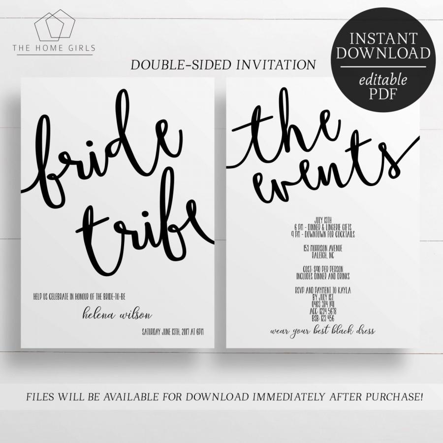Wedding - Printable Invitation / Bachelorette Party / Hens Party / Bride Tribe / Editable Template / Hens Night Invitation / Printable Invitation