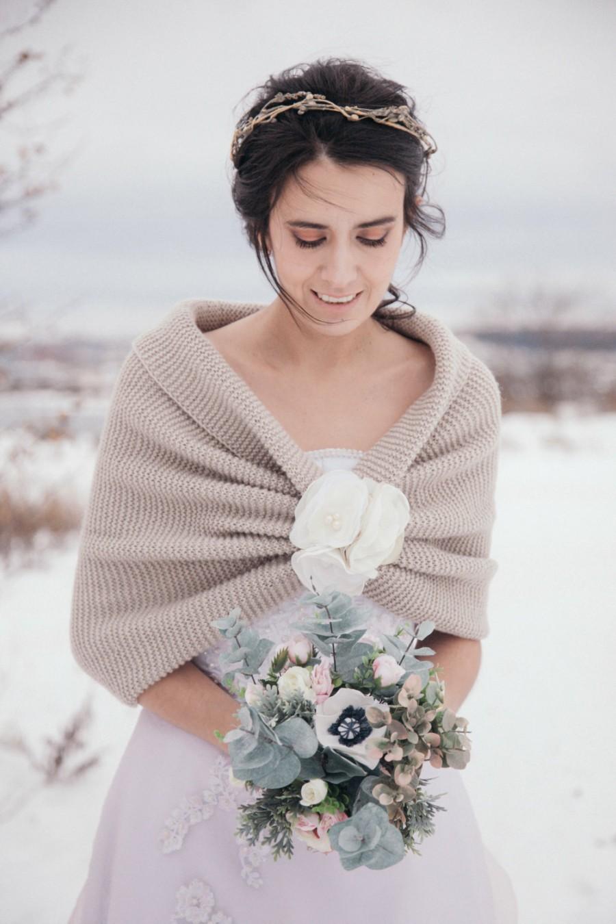 زفاف - Winter wedding, wedding shawl, bridal shawl, wedding accessories, bridal accessories, bridesmaid gift, accessories, knitted shawl, handmade