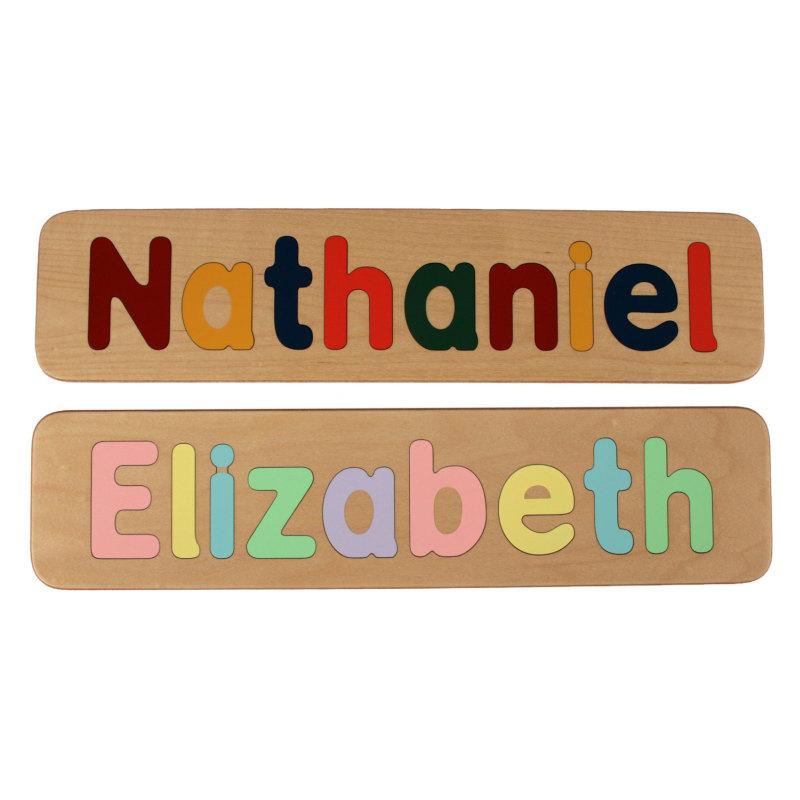 زفاف - Name Puzzle - Raised Letter Option - Custom Personalized - Wooden - Birthday Gift - Educational - Kids Wood Name - Mixed Case Letters Only