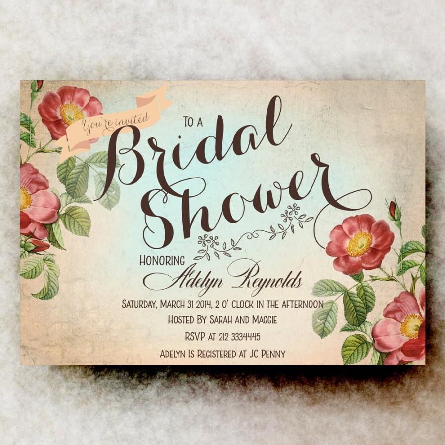 Свадьба - Bridal shower Invitation printable - rustic bridal shower, wedding shower invitation, bridal shower invites, diy bridal shower