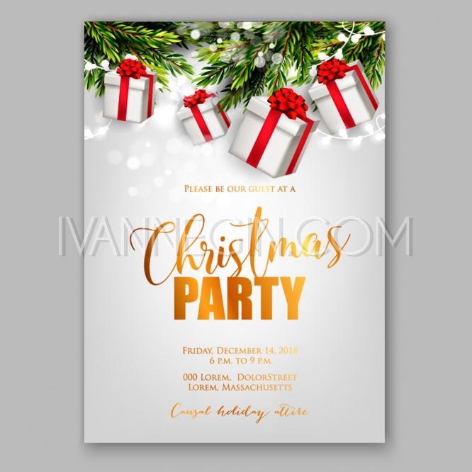 Wedding - Christmas circular wreath of fir or pine branches with branches red berry Merry Christmas gold text - Unique vector illustrations, christmas cards, wedding invitations, images and photos by Ivan Negin