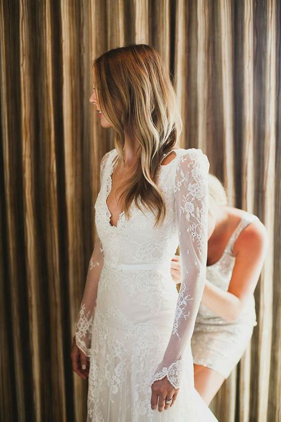 Свадьба - Light wedding gown, silk wedding dress, lace wedding dress, Swiss dotted tulle wedding gown