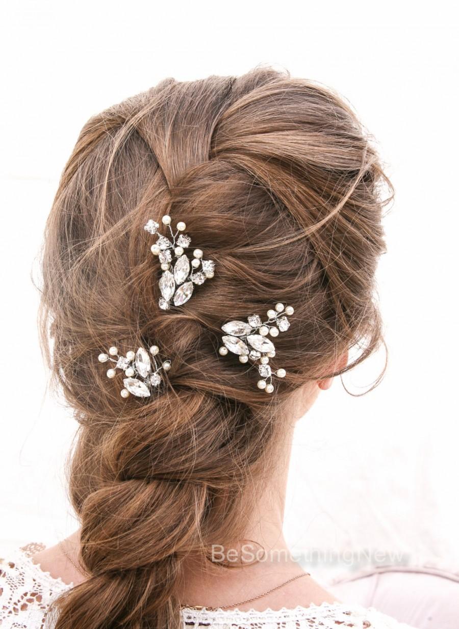 Hochzeit - Wedding Hair Pins Rhinestone Hair Jewelry, Bridal Beaded Hair Pins Decorative Wedding Hair Accessories