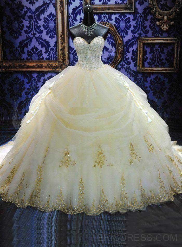 زفاف - $ 265.99 Ball Gown Sweetheart Appliques Cathedral Wedding Dress