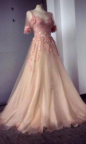 Hochzeit - 2015 Appliques And Tulle Prom Dres