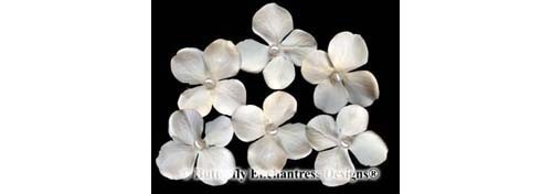 Hochzeit - 6 Pearl Ivory Hydrangea Flower Bridal Hair Pins