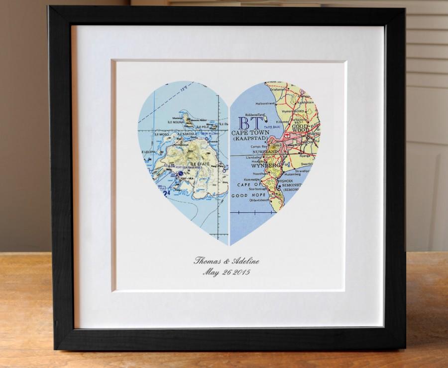 Hochzeit - Anniversary Gift, Wedding Gift, Map Art, Heart Map, Engagement Gift, Thoughtful Gift, Gifts For Couple, Map Heart, Romantic