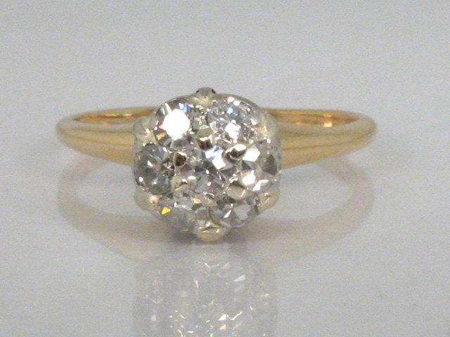Hochzeit - Antique Diamond Engagement Ring - Dome Top - 0.30 Carats - Single Cut and Old Mine Cut