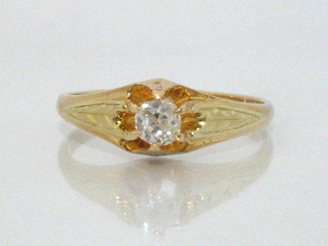 زفاف - European Cut Diamond Engagement Ring - 0.17 Carat - Antique