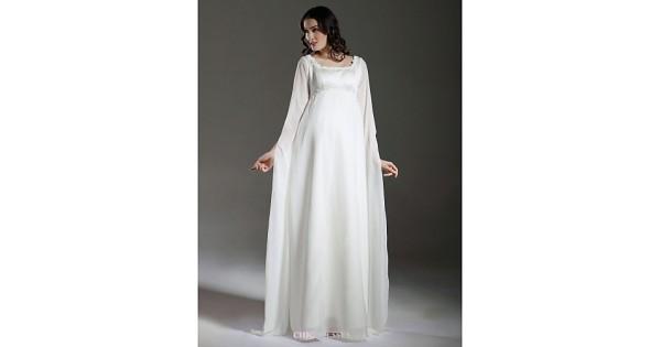 Mariage - Sheath/Column Maternity Wedding Dress - Ivory Floor-length Square Chiffon/Satin