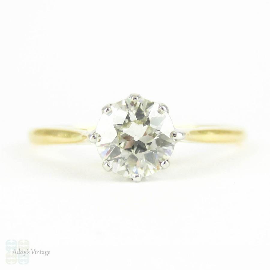 Свадьба - Vintage Diamond Engagement Ring, 0.76 ct Old European Cut Single Stone Diamond Ring. Circa 1930s, 18ct.