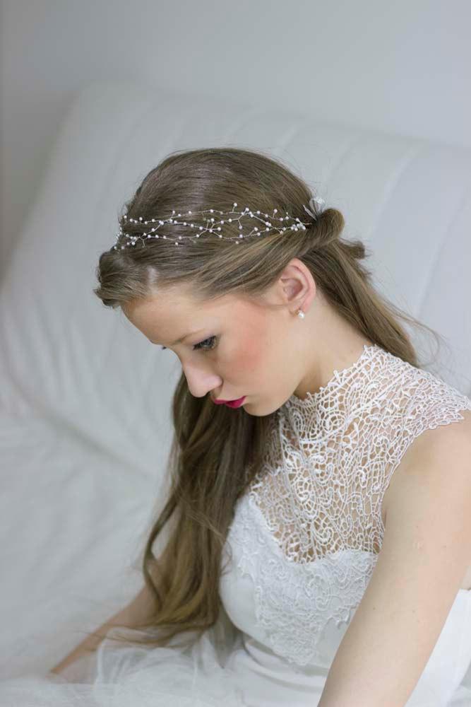 Hochzeit - Wedding Pearl Hair Vine,Baby's Breath Hair Vine,Hair Vine Pearls,Wedding Halo Headband,Ivory Pearl Wedding Crown,Pearl Bridal Crown,Bohemian