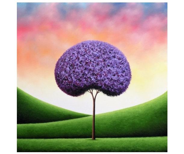 زفاف - Purple Tree Art Print, Giclee Print of Original Oil Painting, Whimsical Art Tree Print, Colorful Landscape Print, Modern Contemporary Art