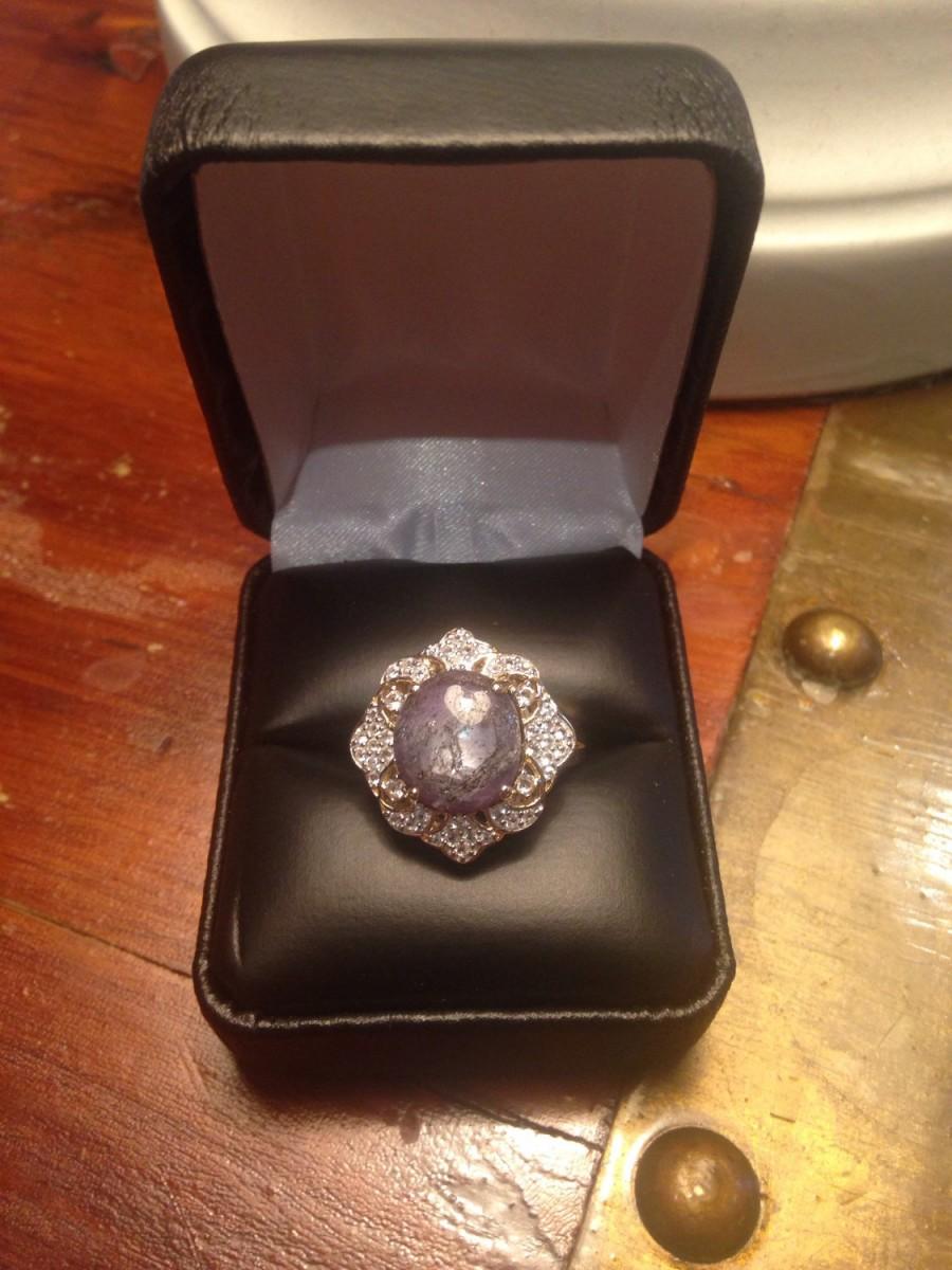 زفاف - Ruby & Sapphire Ring Size 8.5 14K plated Vintage Gift for engagement, wedding, birthstone, Unique, bride, 11 carat, gemstone ring silver