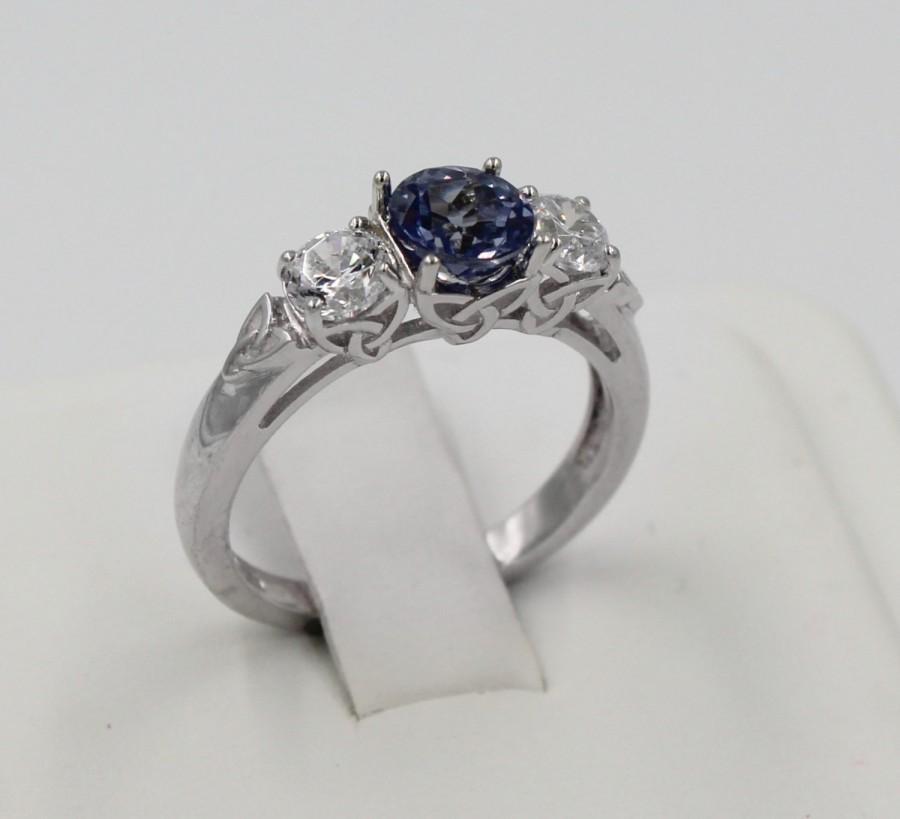 زفاف - Celtic Alexandrite Ring - Sterling Silver Carat 1.5 Stone Ring Wedding Engagement Anniversary and Promise Ring