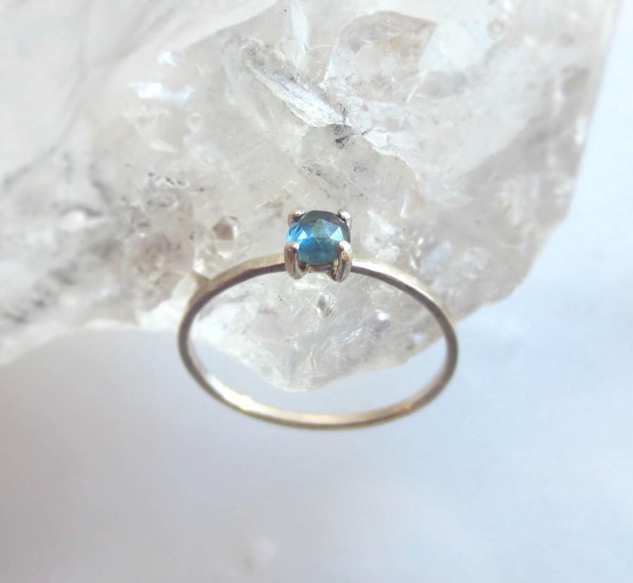زفاف - Custom Natural Blue Sapphire Ring, Rose Cut Sapphire Ring, Alternative Engagement Ring, Choose Your Own Stone, 14k Gold Ring Made To Order