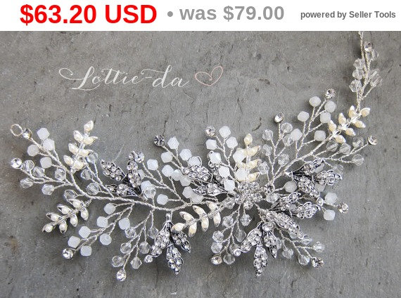 Hochzeit - 20% OFF Antique Silver Boho Headpiece, Opal Flower Hair Crown, Gold, Antique Gold, Antique Silver Hair Vine Wreath, Wedding Headband - 'Z...