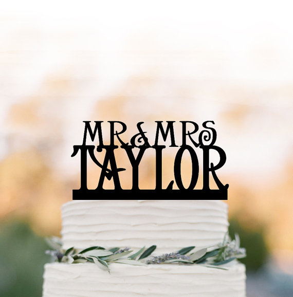Mariage - Personalized wedding Cake topper monogram, wedding cake topper mr and mrs, cake topper letter for birthday, custom cake topper name