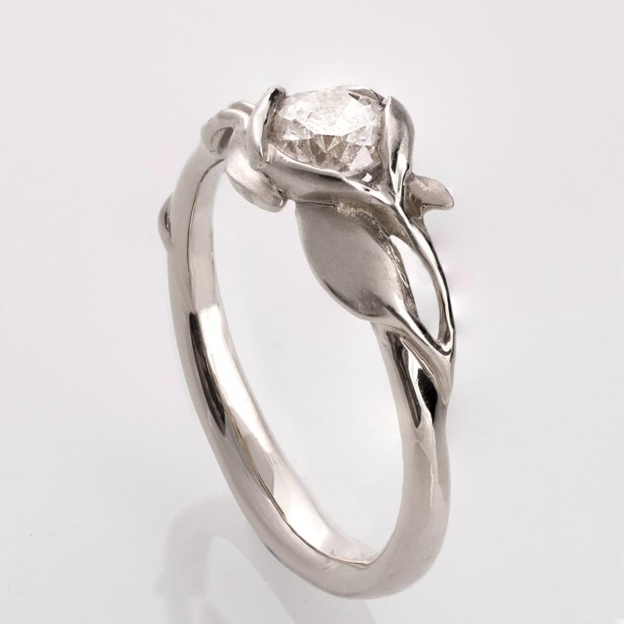 زفاف - Leaves Moissanite Ring 6 - White Gold and Moissanite engagement ring, forever brilliant moissanite, forever one moissanite engagement ring